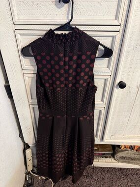 Who What Wear Black Maxi Dress with Burgundy Polka Dots